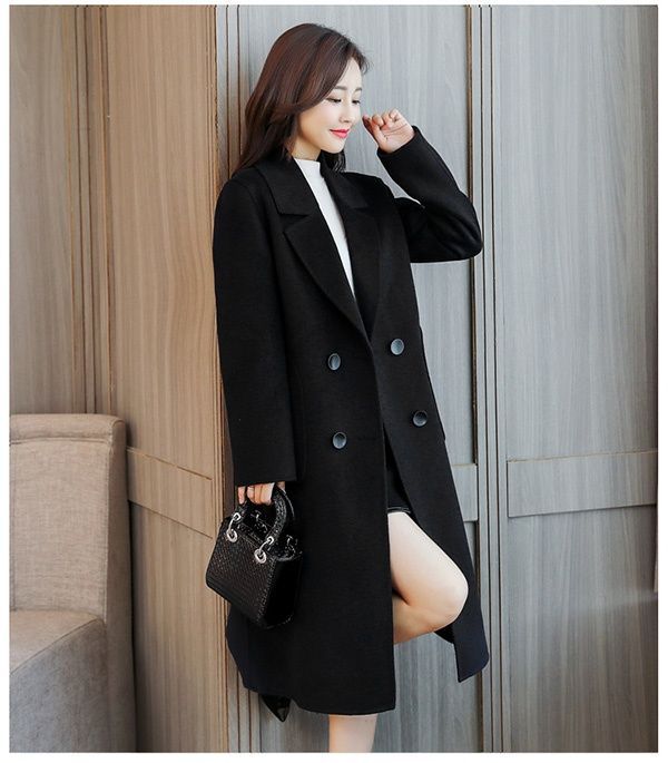 XL ブラック チェスターコート 秋冬 韓国風 通勤 ロングコート チェスター 襟付き 長袖 秋アウター 秋コート おしゃれ 大きいサイズ 秋冬物 冬物 冬服 アウター 大人 上品 大きめ ゆったり dd037g5