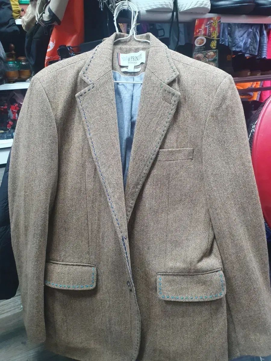 エルプリンス ブラウン ヘリンボーン ジャケット スティッチ POINT