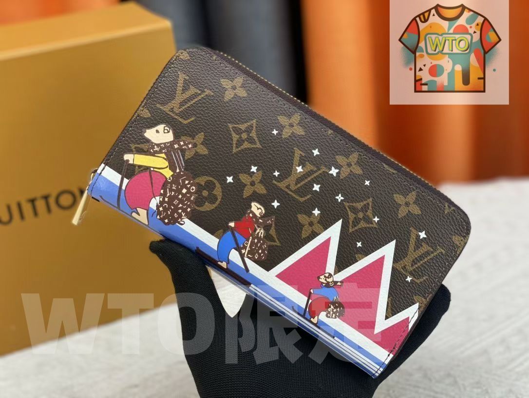 LVルイ ヴィトン ウォレット ジビ ウォーレット モノグラムキャンバスにルイ ヴィトンのかわいいマスコット ヴィヴィアン のイラストをプリント -WT0輸入