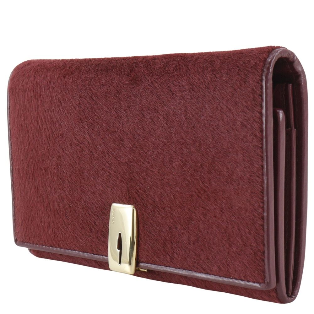 GUCCI グッチ がま口 ヴィンテージ 035.0416.1906.0 ハラコ×レザー 赤 レディース 長財布