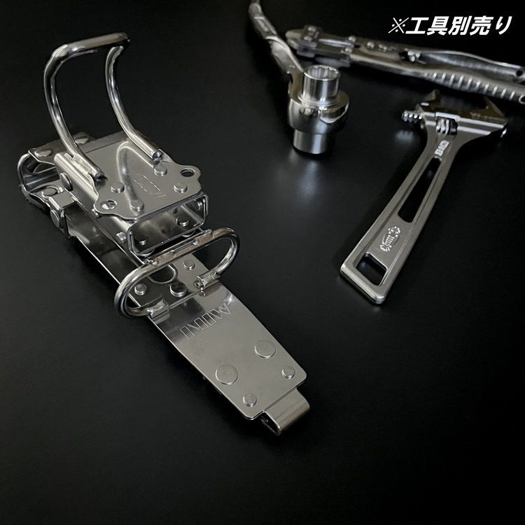 三貴MIKI 工具ホルダー 工具差し SPH586 ラチェットレンチ モンキーレンチ カッター 番線カッター ミゼットカッター オールステンレス 本革 着脱SPH