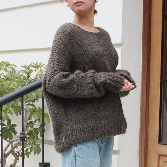 手編みモヘア ショートセーター