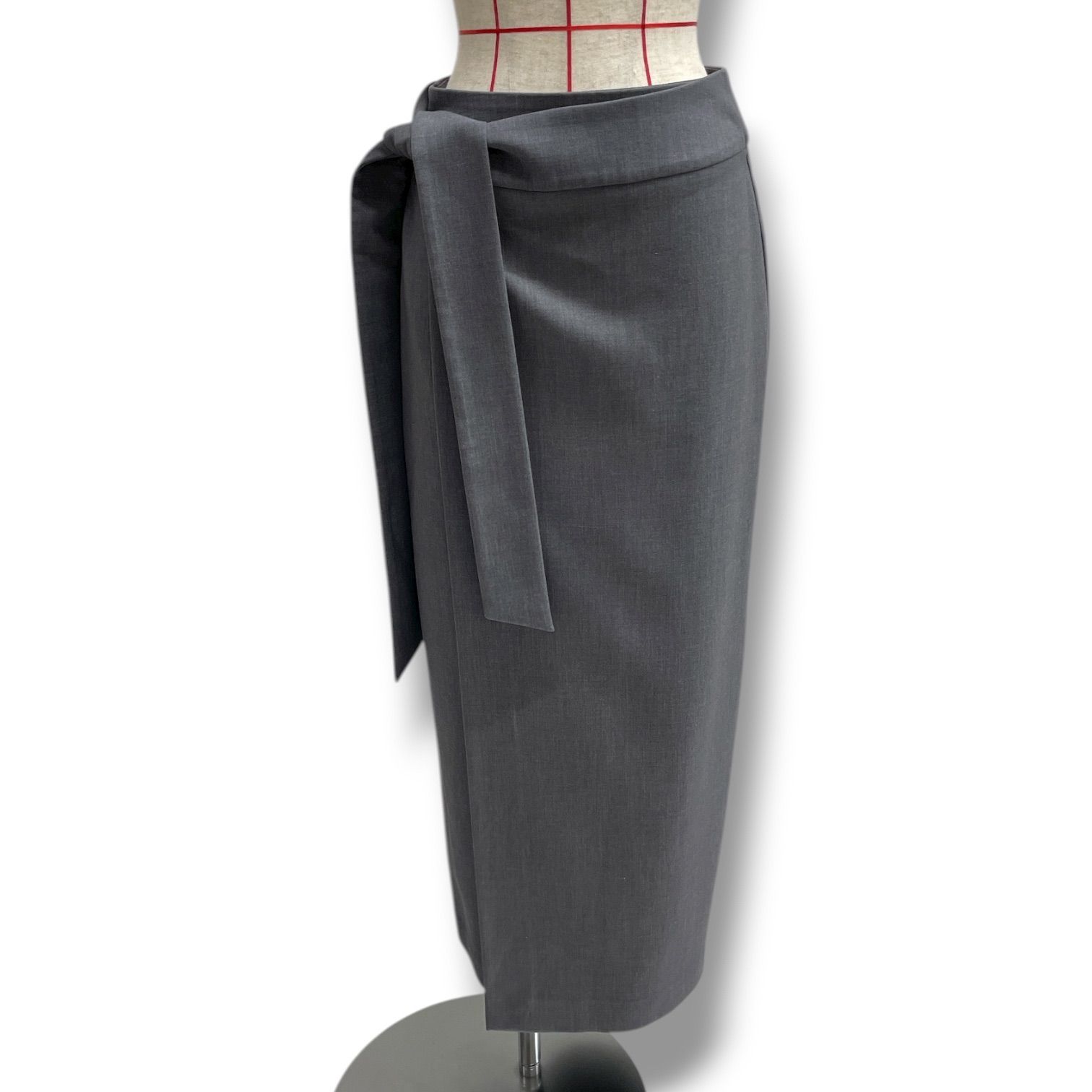 LEE × Demi-Luxe BEAMS デミリクスビームス ラップロングスカート .M 巻きスカート ラップスカート タイトスカート 目黒越子さん グレー 灰色 サイズ36 レディース 秋 ゴーゴー古着マルイ北千住店 22 No.1185