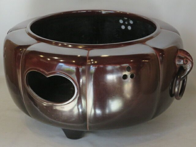 十一月 特売品 高岡鋳師 藤田宗勝作 唐銅 菊割風炉 茶道具 税込