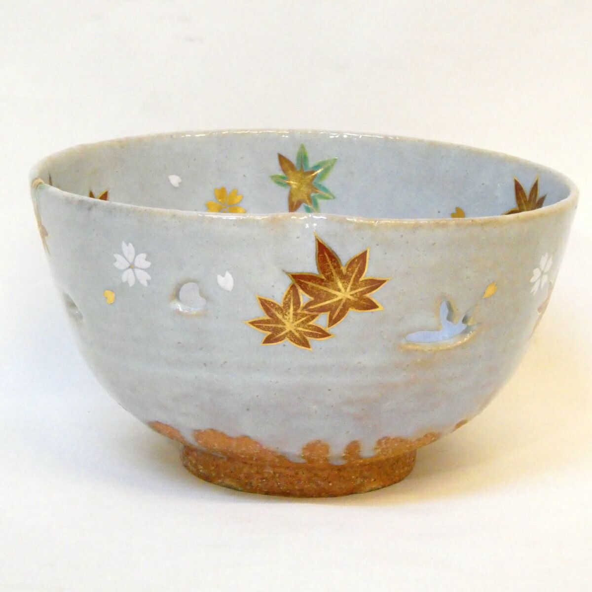 十一月の特売品】丹山窯 小峠葛芳作 雲錦之絵 菓子鉢 透かし 菓子器