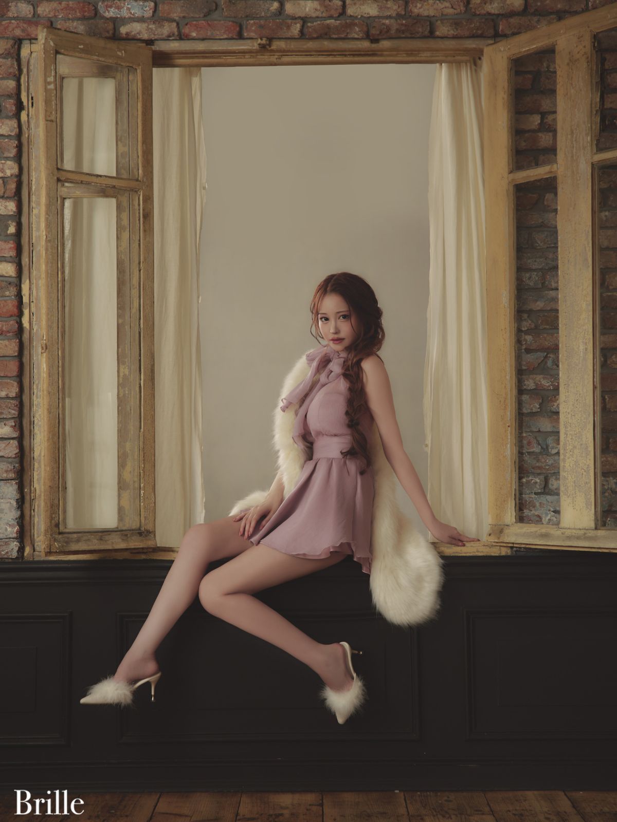 ピンク 12月中旬頃発送予定 Brille3791 brille ブリエ ROBE de FLEURS ローブドフルール Lune de brille mini dres キャバドレス