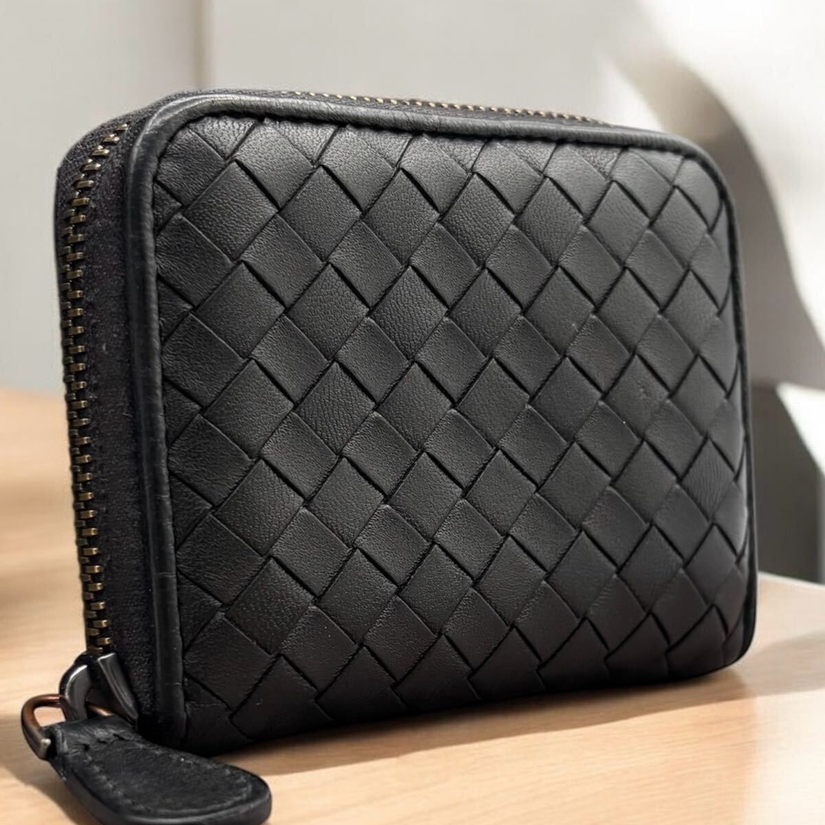 n49 ボッテガヴェネタ ミニ財布 イントレチャート ブラック コインケース 小銭入れ 黒 bottegaVeneta