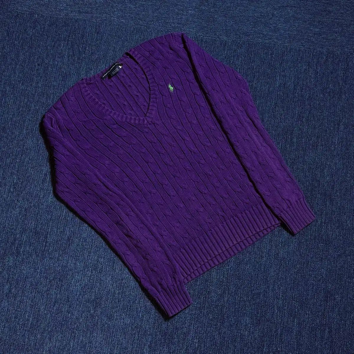 POLO RALPH LAUREN パープル Vネック ニット