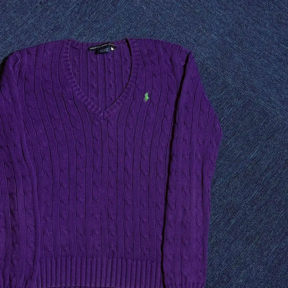 POLO RALPH LAUREN パープル Vネック ニット