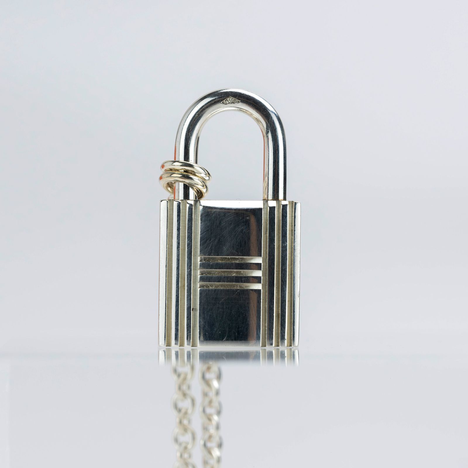 【美品・箱付】エルメス　カデナモチーフ シルバー 925　カフリンクス ボタン エルメス HERMES カデナ ネックレス シルバー925 約22.9g メンズ