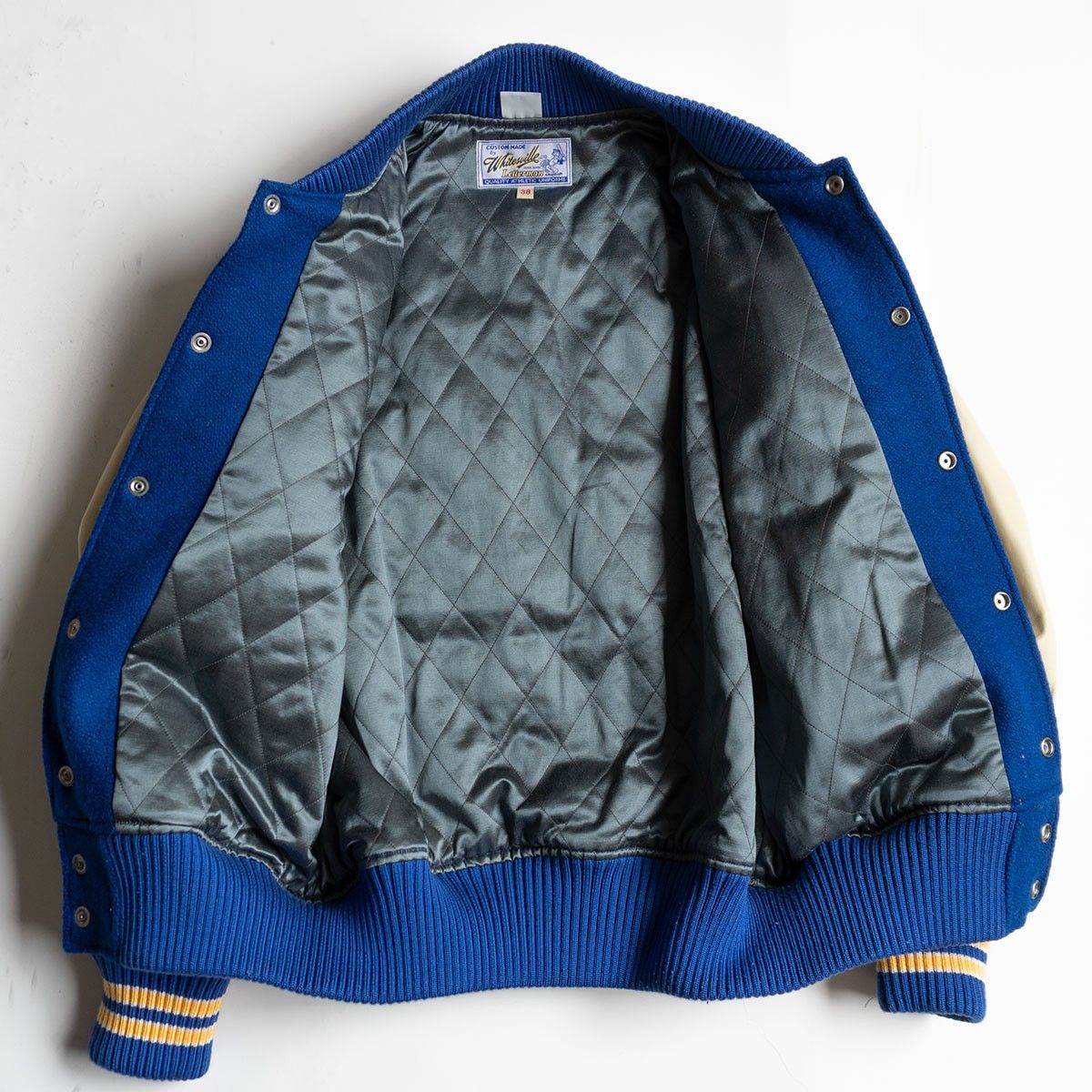 美品】WHITESVILLE【×UCLA フルデコ レザースリーブ スタジャン】38 