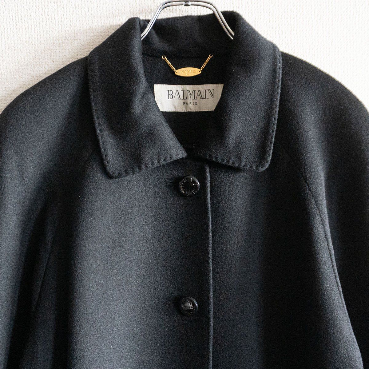 最高級】 BALMAIN 【カシミヤ× シルク ロングコート】ブラック