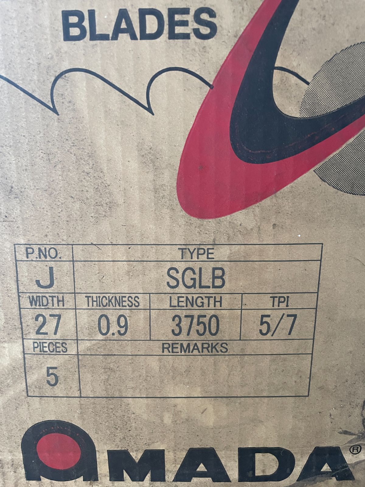 アマダ バンドソー刃 SGLB 3750×27×0.9 5 7TPI 5本セット 帯鋸 替刃 金属切断用