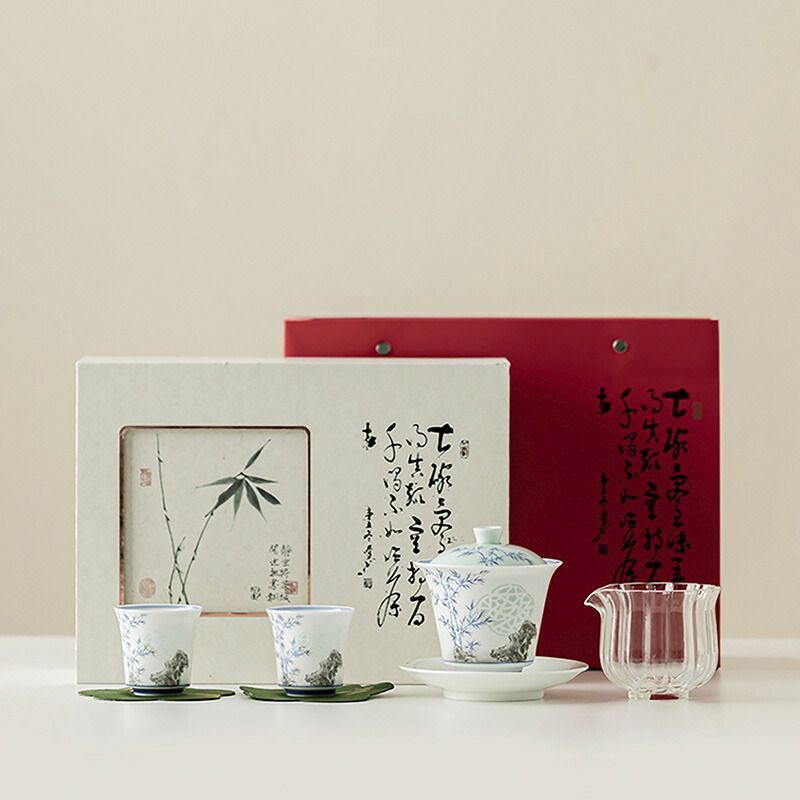 茶器セット 宝瓶 ティーセット 蓋碗 急須 陶磁器 中国茶器 台湾茶 ウーロン茶 紅茶茶器 2客セット 湯呑 耐熱ガラス 茶海 コースター 4点セット 片口 茶器 プレゼント ギフトセット 贈り物 ギフトボックス付き