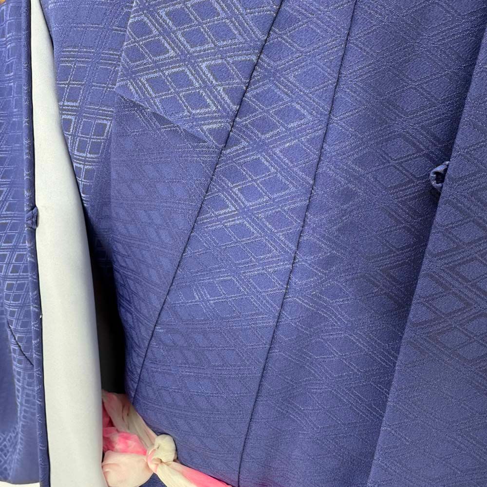 男紋付 男着物 紋付 ポリエステル 羽織 長着 裄76.5cm 2L-3L size 紫