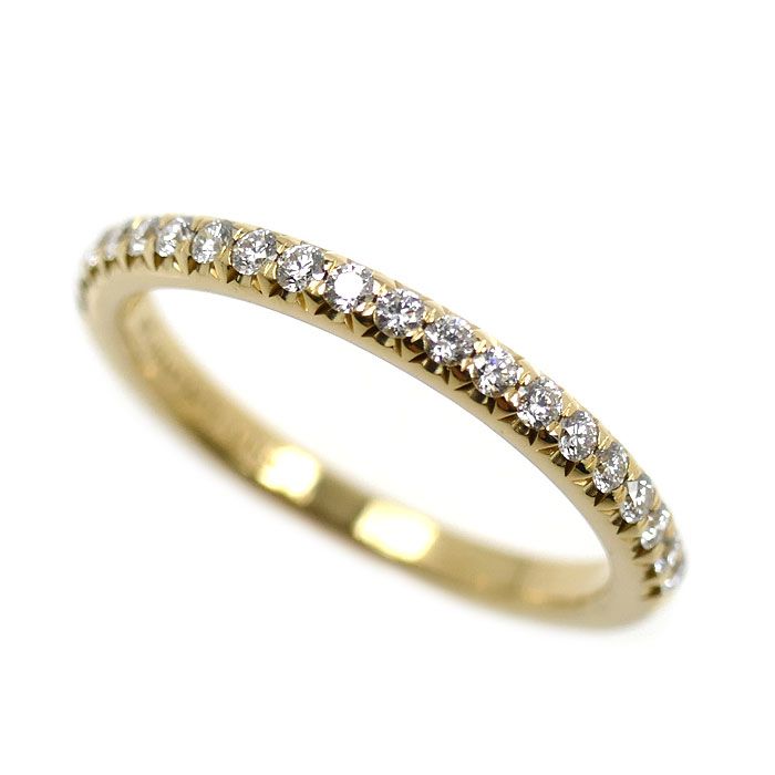 TIFFANY-Co. ティファニー K18YG イエローゴールド ソレスト ハーフエタニティ リング 指輪 60004153 ダイヤモンド 9号 2.2g レディース