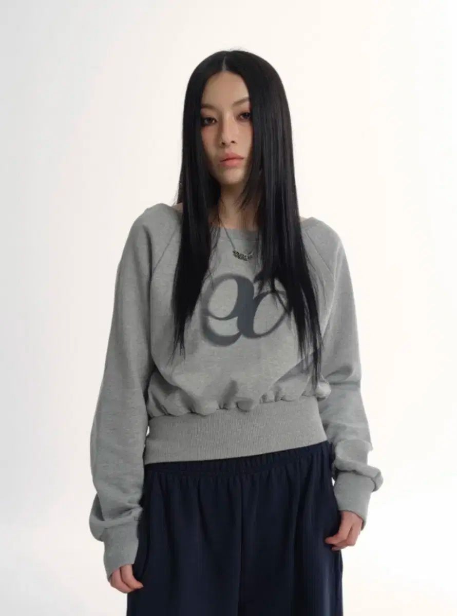  アズオン マンディ スウェットシャツ 片方オフショルダー スウェット グレー トレーナー スウェット トップス