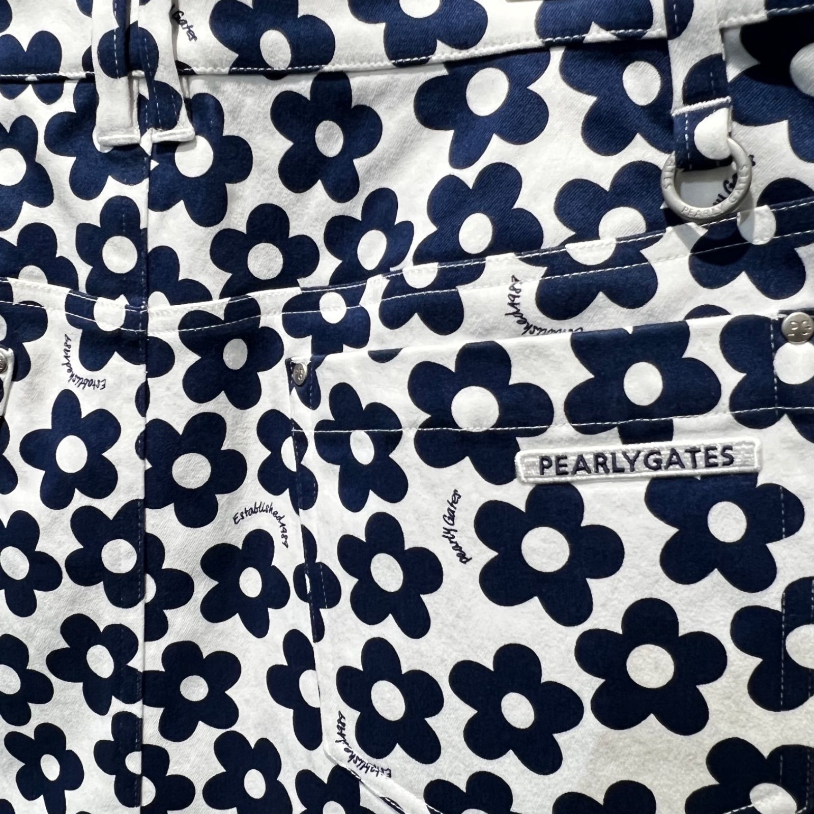 ストレッチサテン表スエードピーチスカート フラット花柄