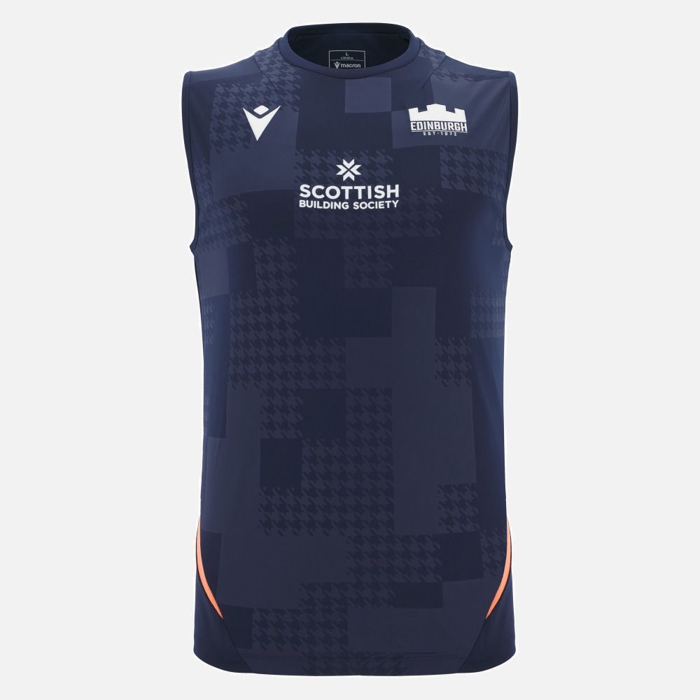 マクロン ラグビー エディンバラ 2025 2026 トレーニング シングレット タンクトップ ノースリーブ 紺 ネイビー オレンジ 公式モデル 日本未発売