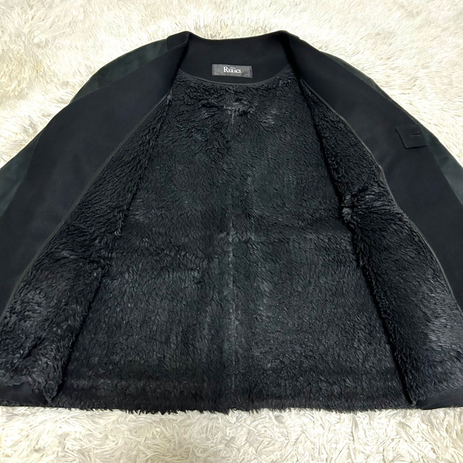 THE RERACS ブラック ノーカラージャケット THE RERACS ブラック ノーカラージャケット THE RERACS（ザ・リラクス