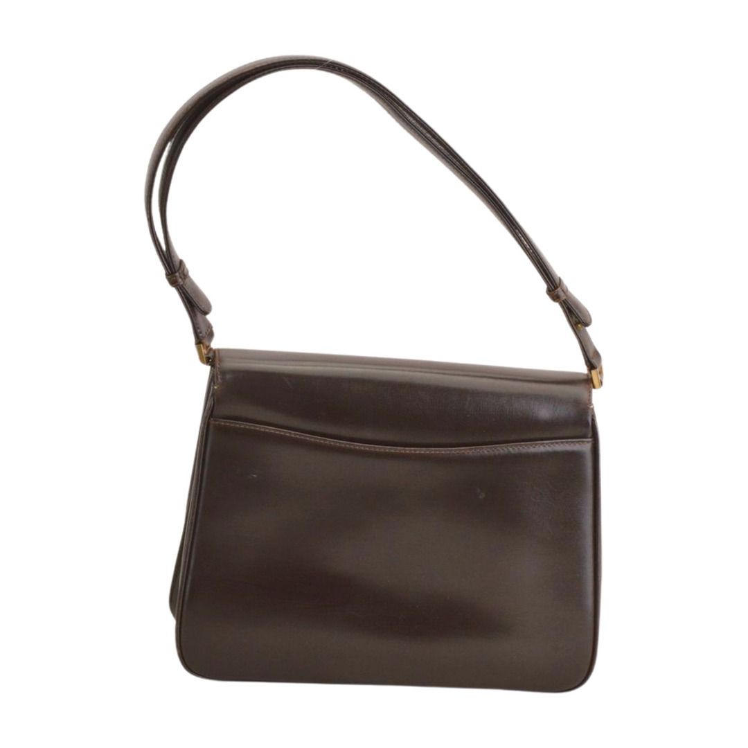 グッチ GUCCI ショルダーバッグ GG カーフレザー がま口コインケース付き ダークブラウン ゴールド金具 レディース F-B6863