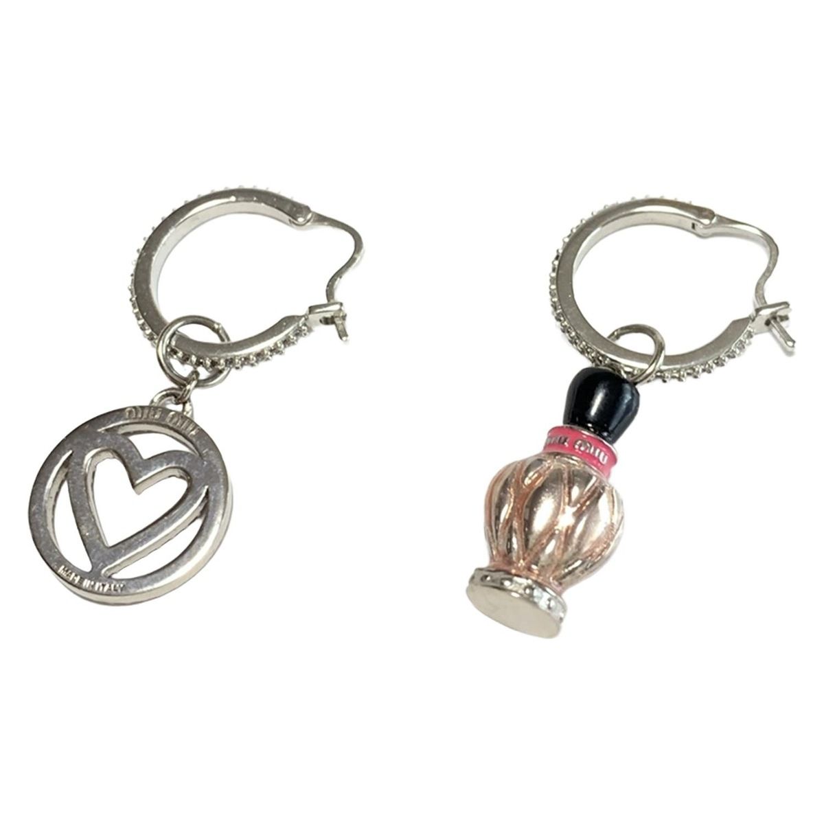 miumiu ミュウミュウ ピアス シルバー ピンク 黒 アシンメトリー