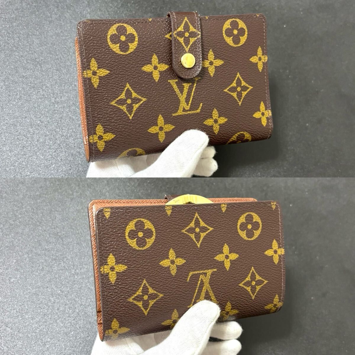 美品 ルイヴィトン モノグラム ポルトフォイユ ヴィエノワ がま口財布 折り財布 o14 ポルトフォイユヴィエノワ モノグラム ルイヴィトン がま口財布 二