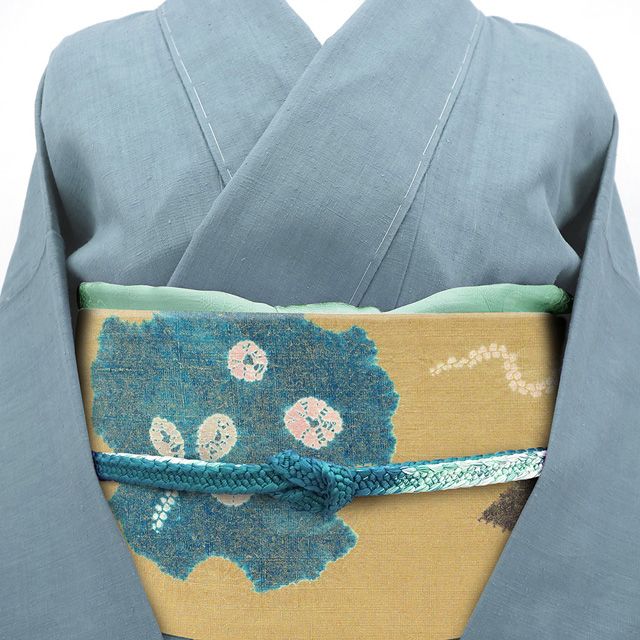 袋帯 リサイクル 正絹 紬 手絞り 金彩加工 本加工 茶ベージュ こげ茶 染め分け 雪輪 草花 カジュアル 中古 仕立て上がり みやがわ sb54741 中古】 袋帯 リサイクル 正絹 紬 手絞り 金彩加工 本加工 茶ベージュ