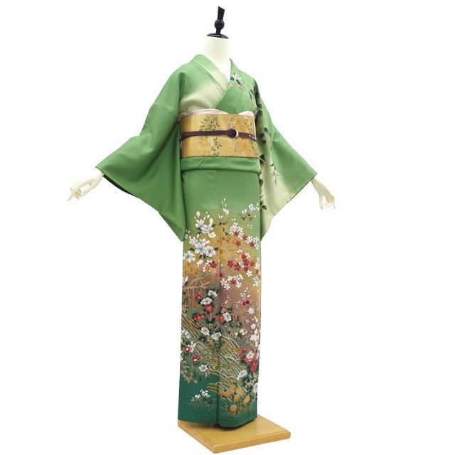 M-374 着物 反物 正絹 金彩 手描 花柄 M-374 着物 反物 正絹 金彩 手描 花柄