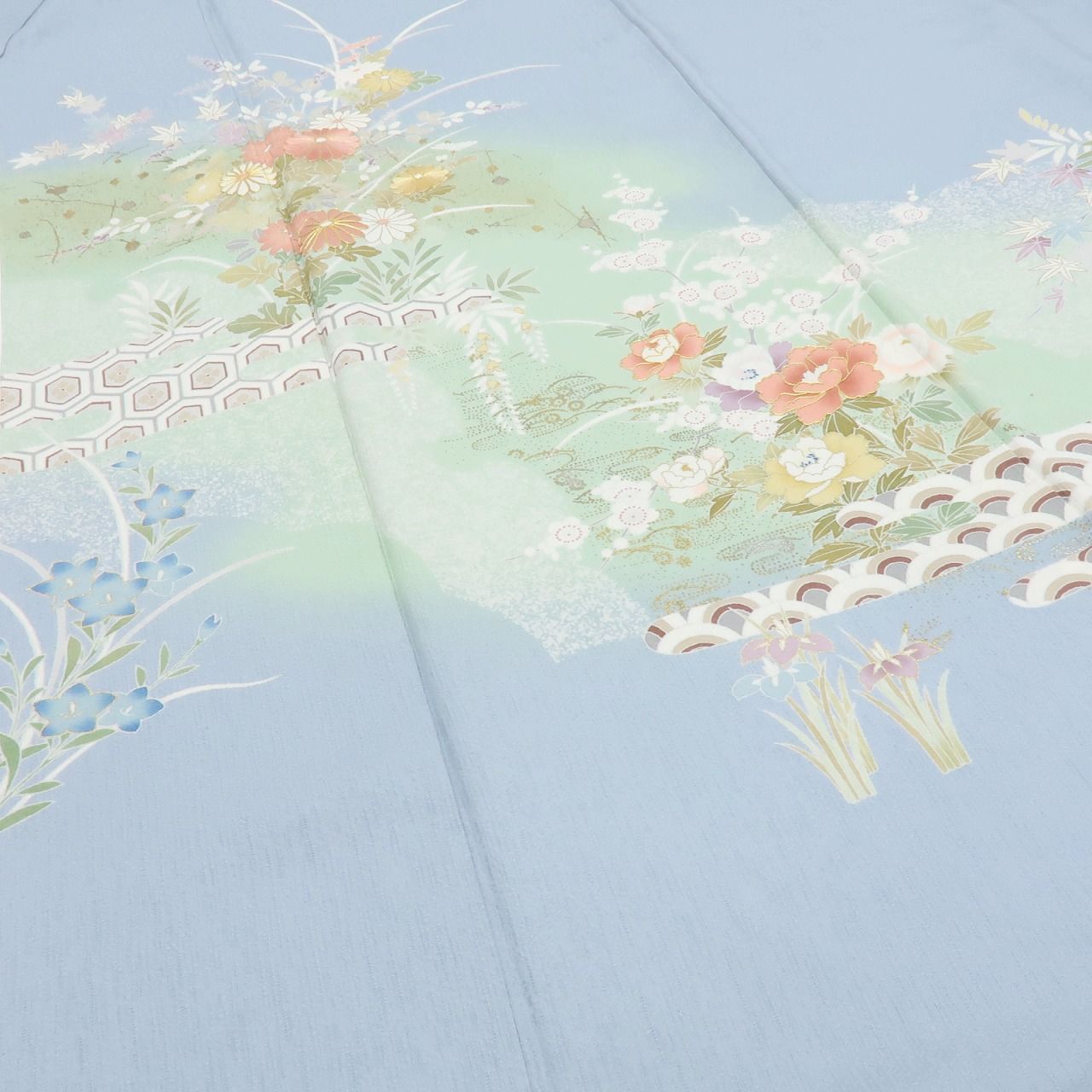 百華❀Y3994◇正絹 金駒刺繡 トールサイズ 牡丹 梅 菊 訪問着 着物