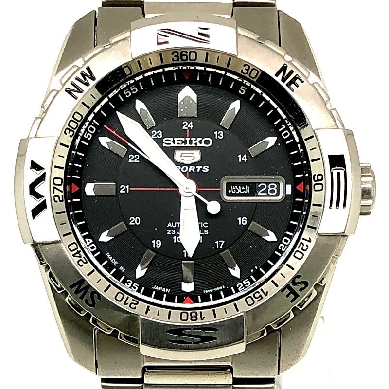SEIKO 5 SPORTS 腕時計 海外モデル 自動巻き ブラック文字盤 SNZJ05J1 メンズ 逆輸入品 き