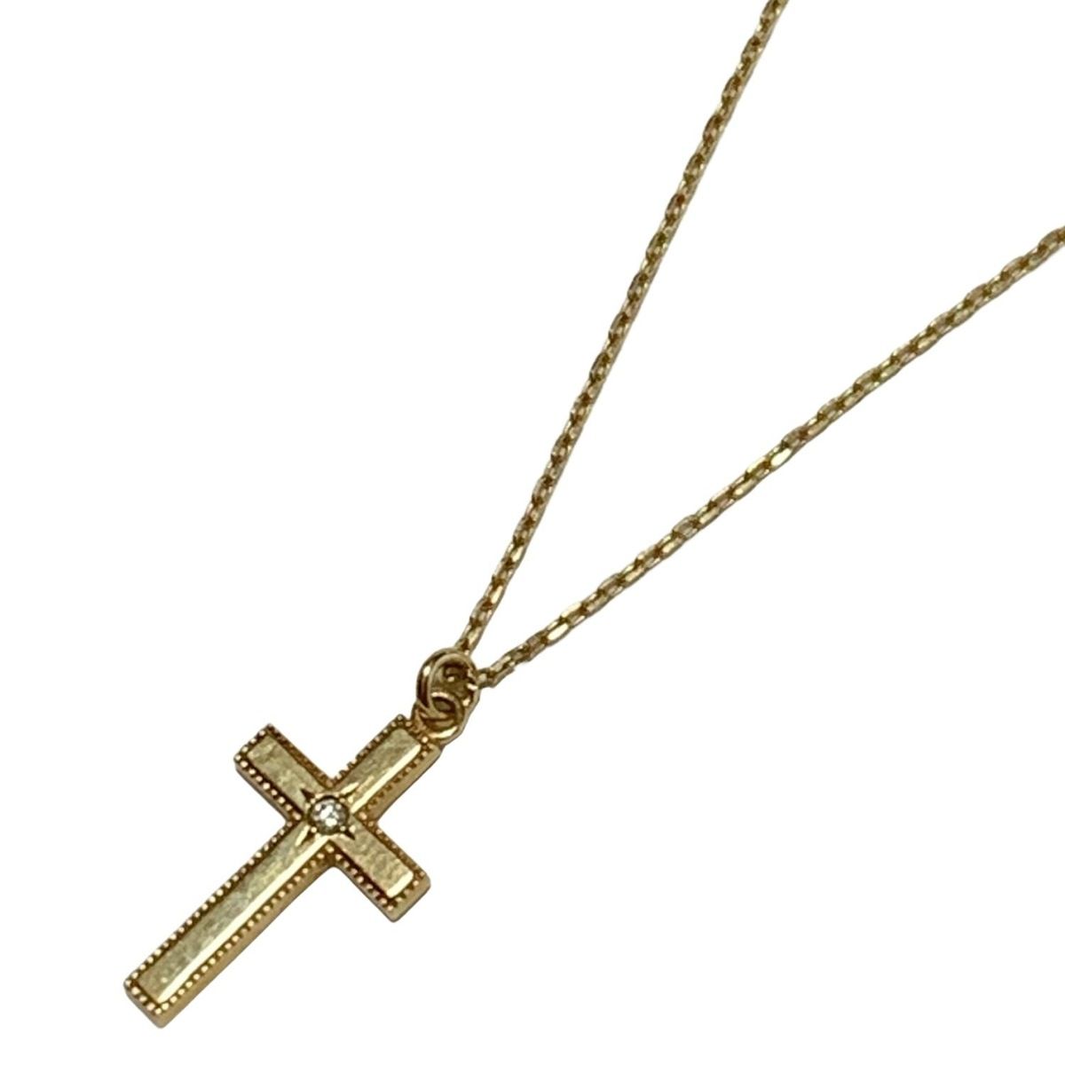 jupiter ジュピター ネックレス - K10YG×ダイヤモンド 1Pダイヤ ダイヤ0.01カラット クロス 十字架