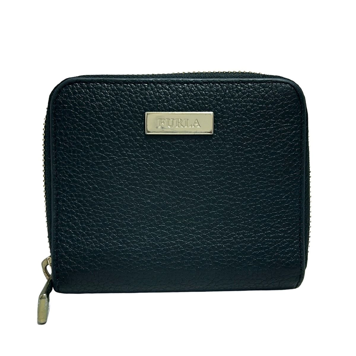 FURLA フルラ 2つ折り財布 - 黒 ラウンドファスナー レザー