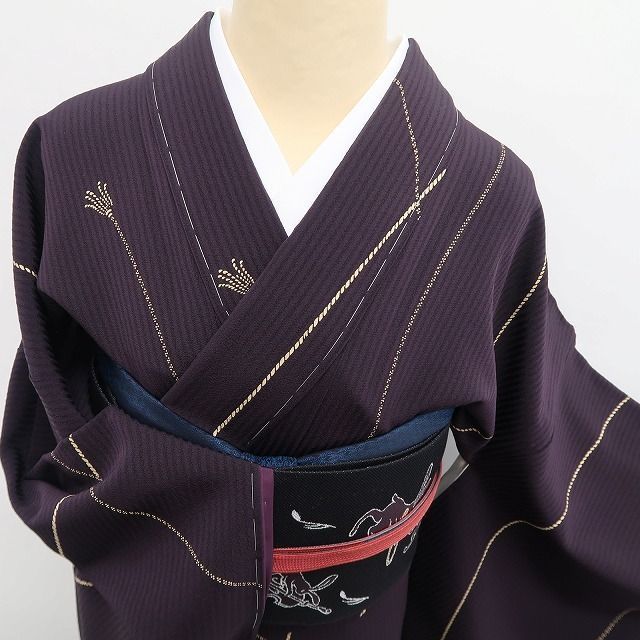 *チューリップ* 新品 越後染印傳 着物 トール 仕付糸付 小紋 4305 ❁tomihisa❁新品 越後印伝 着物 正絹 仕付け糸付 トールサイズ”漆の艶