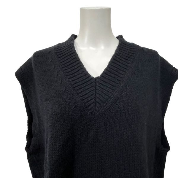 モガ MOGA ニットベスト Vネック サイドスリット オーバーサイズ 重ね着 着回し ネイビー 濃紺 毛 F M～L 9号～11号 レディース S5X273