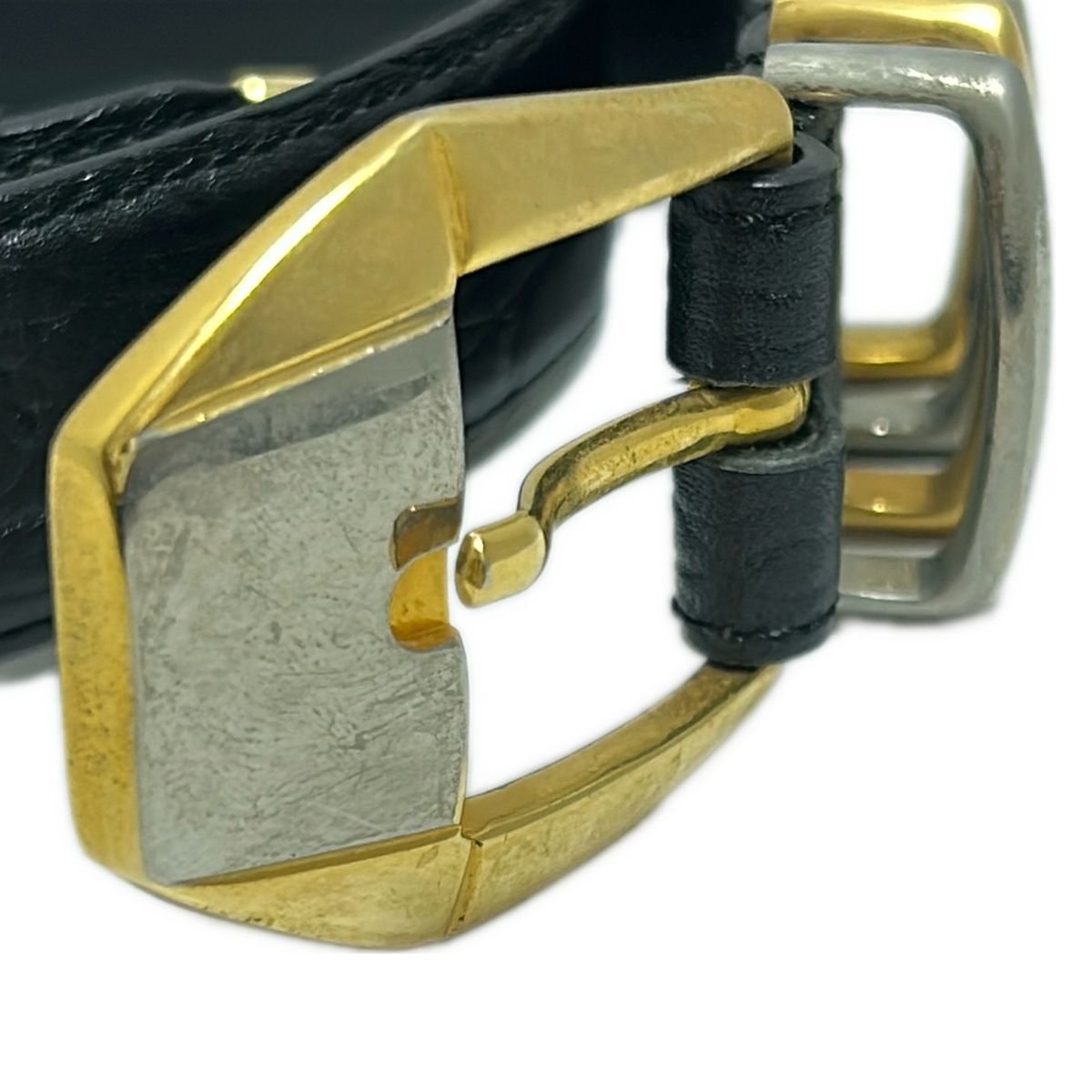  ジャンニヴェルサーチ ベルト 75 30 - 黒×ゴールド×シルバー レザー ベルト 小物