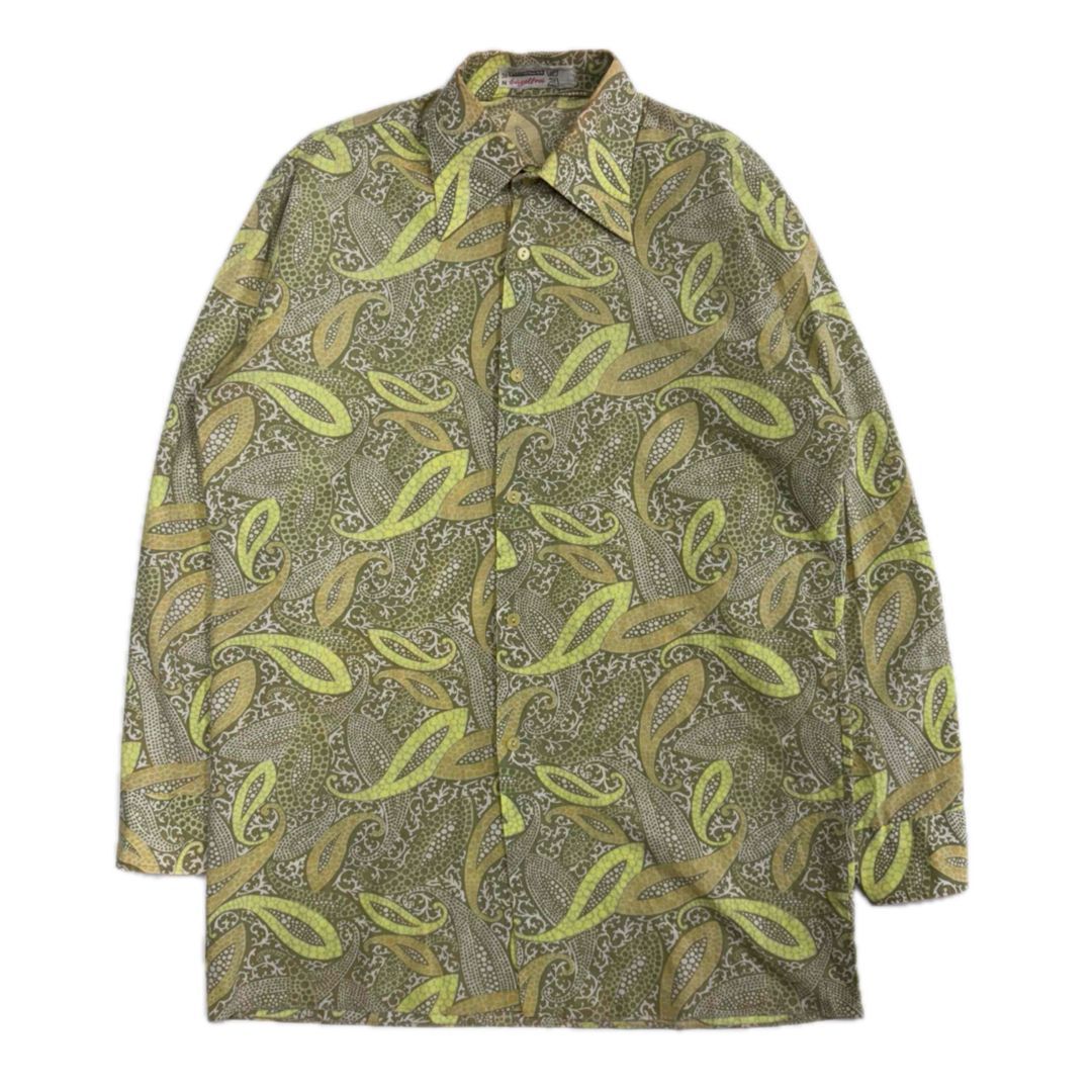 ユーロヴィンテージ 70s〜80s ドイツ製 総柄シャツ 長袖 メンズL