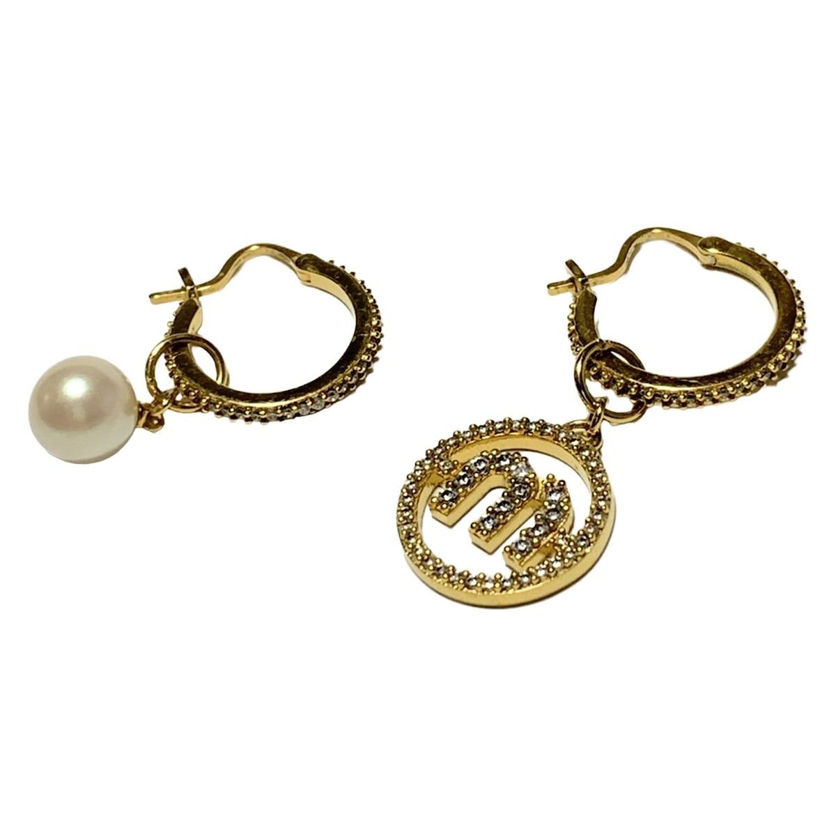 miumiu ミュウミュウ ピアス - ゴールド×白 アシンメトリー