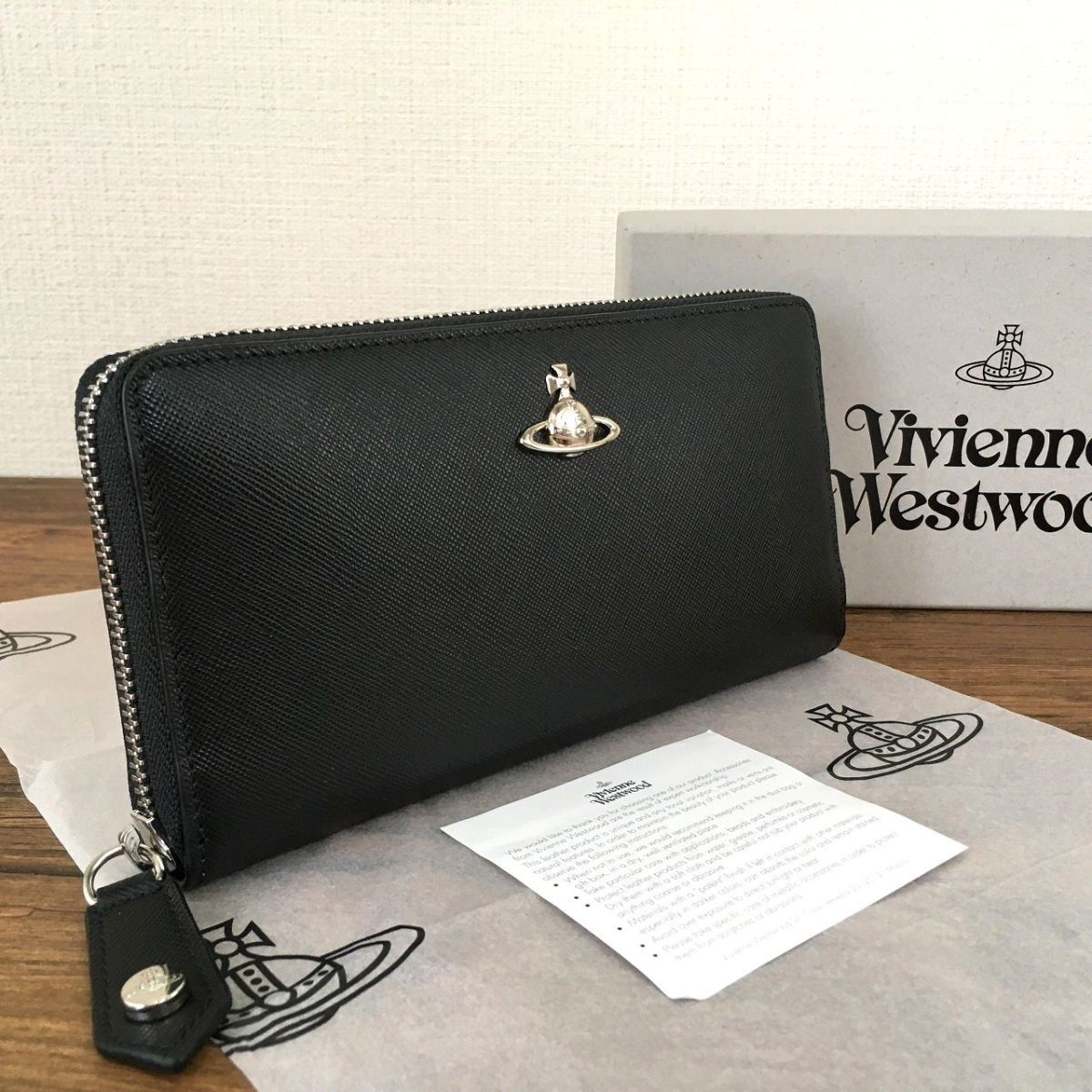 241 み Vivienne Westwood ジップウォレット ブラック レザー オーブ き