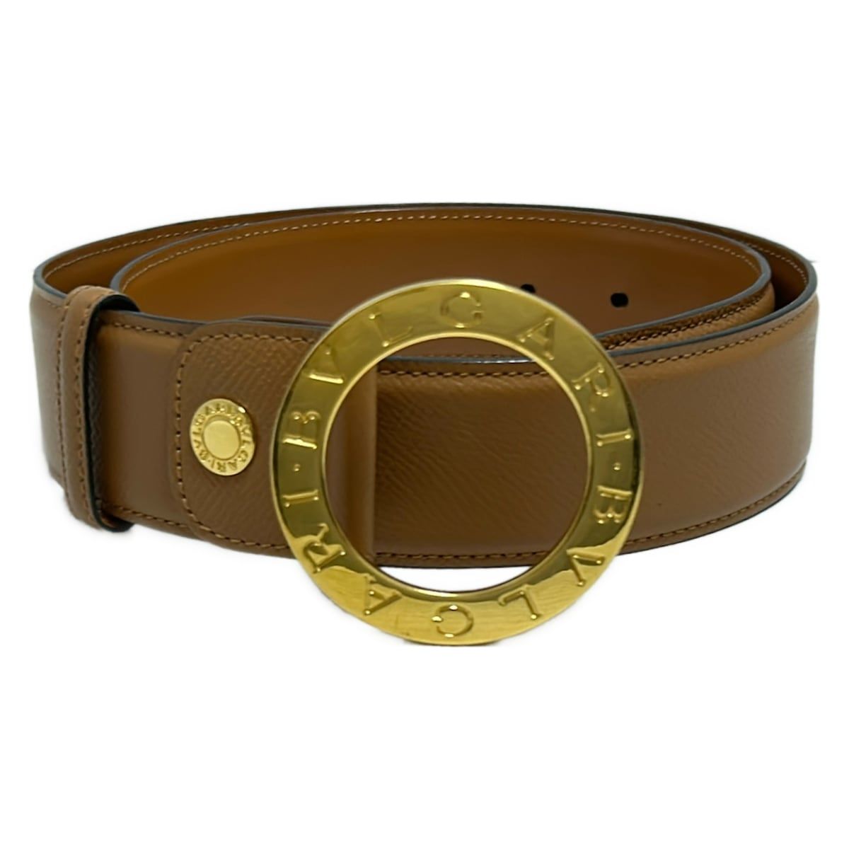 BVLGARI ブルガリ ベルト 105 42 - ブラウン×ゴールド レザー