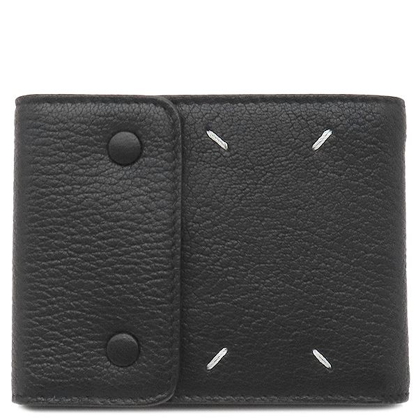 メゾン マルタン マルジェラ MAISON MARTIN MARGIELA 二つ折り財布 4ステッチ レザー ブラック シルバー金具 黒 札入れ カード入れ 小銭入れ無し SA1UI0018 箱