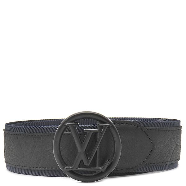 ルイヴィトン LOUIS VUITTON ベルト サンチュール LVサークル 90 36 キャンバス レザー ブラック×ネイビー 90 黒 紺 モノグラムシャドウ M0114 BC4118