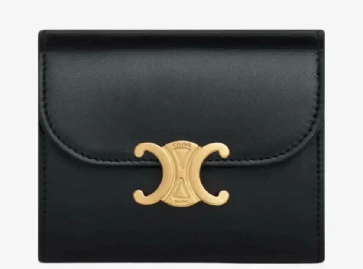 Celine セリーヌ スモールウォレット トリオンフ シャイニー カーフスキン ブラック 財布