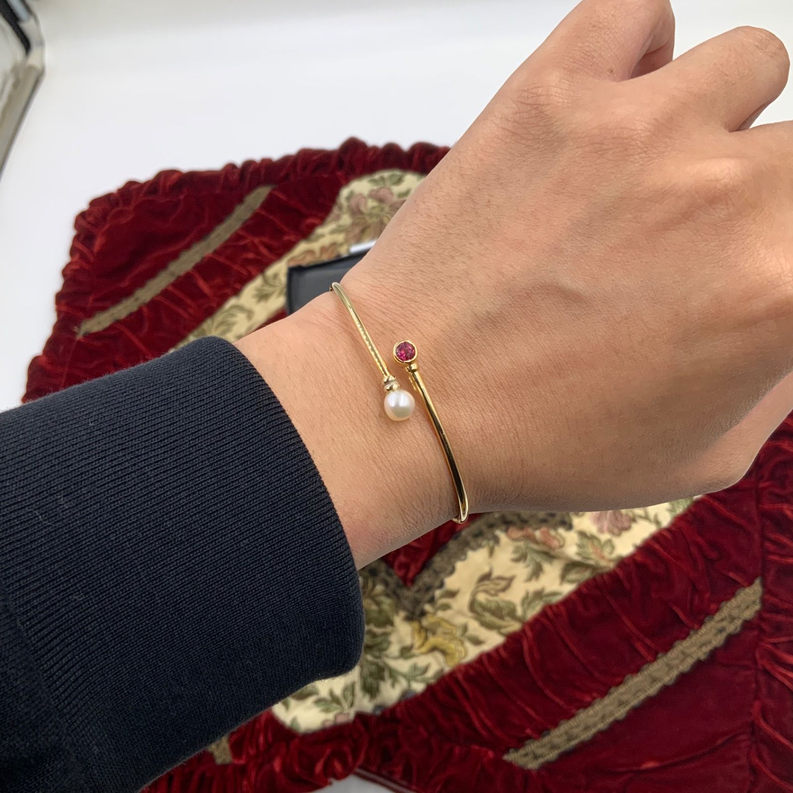 ハワジュ 極厚 ディープカット プルメリア&スクロール SVバングル