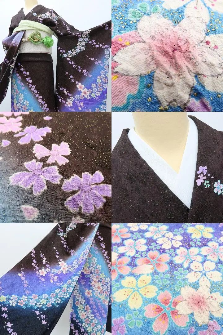  百華 Y 3627 正絹 金通し 絞り 手縫い 桜 成人式 トールサイズ 振袖 振袖 着物