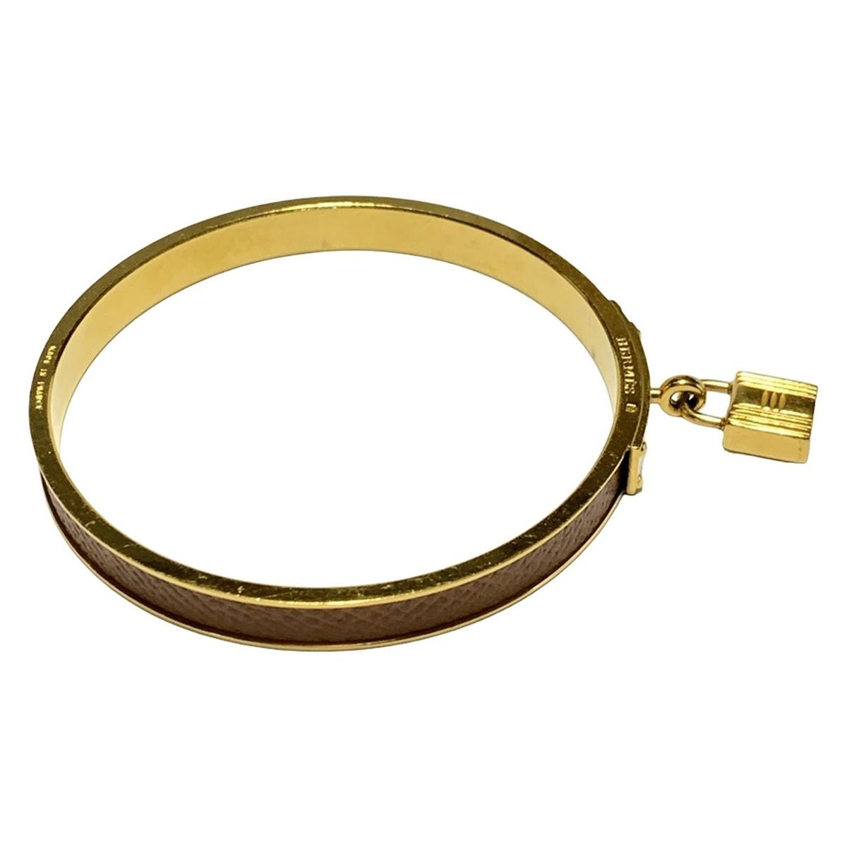 HERMES エルメス バングル ケリーバングル レザー ゴールド ブラウン