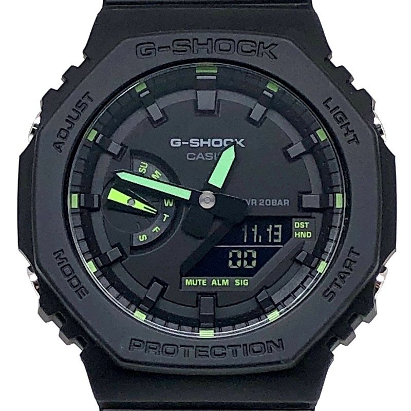 G-SHOCK ジーショック GA-2100-1A3 オクタゴン カシオーク ダブルLEDライト ブラック グリーン アナデジ 2月発売