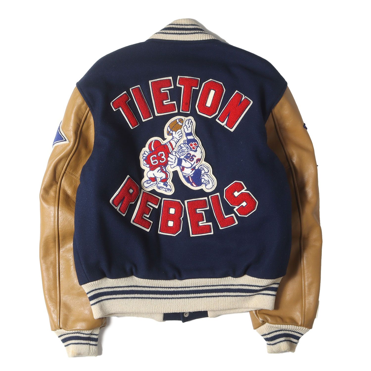 BACK DROP バックドロップ スタジャン ネイビー ブラウン サイズ:42(XL