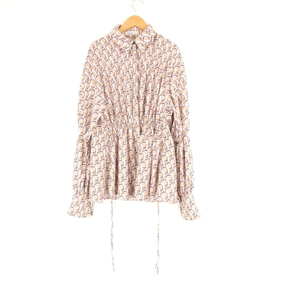 ADEAM アディアム 42471 ブラウス 2 M相当 ポリエステル 長袖 モノグラムプリント トップス レディース AU3659A31