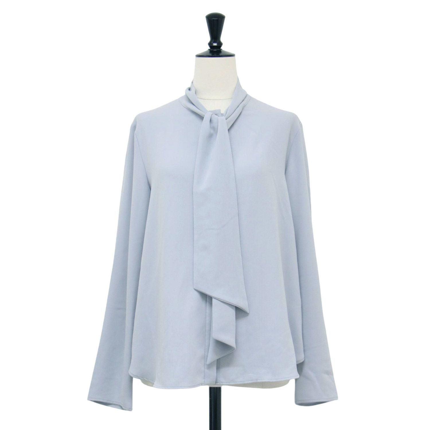 theory luxe セオリーリュクス ブラウス ブルー サイズ 38 M ボウタイ ブラウス Heavy Pearl Ryna トップス プルオーバー ラウンドヘム トップス シャツ 長袖 レディース